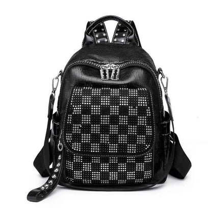 TSB118 Cool Backpacks - Leather Small Bags - Checkerboard Pattern - Touchy Style