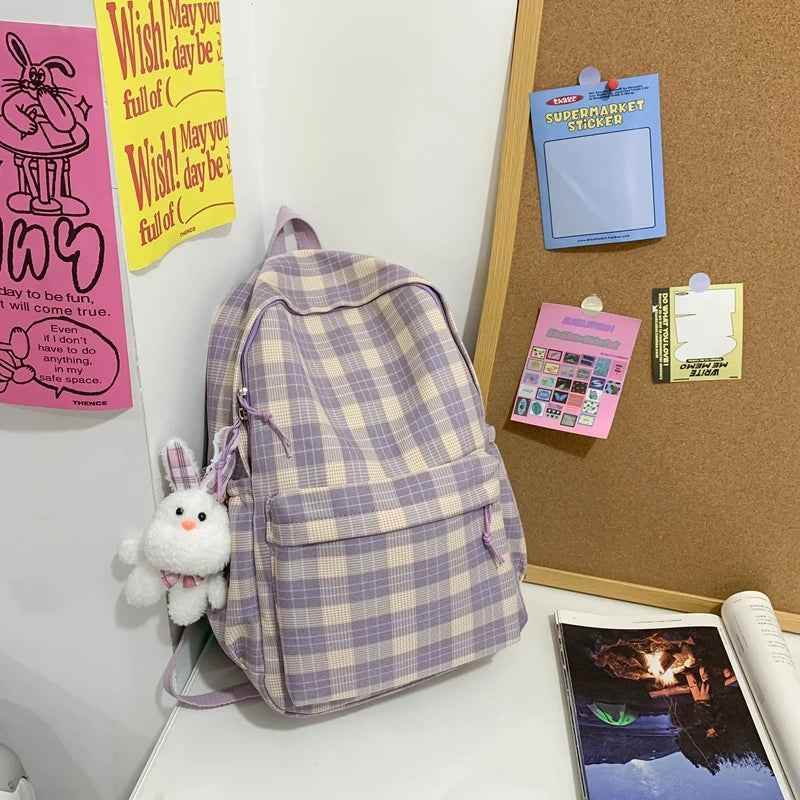 TSB28 Cool Backpacks - Purple Lattice Travel School Bags For Teenage Girls - Touchy Style