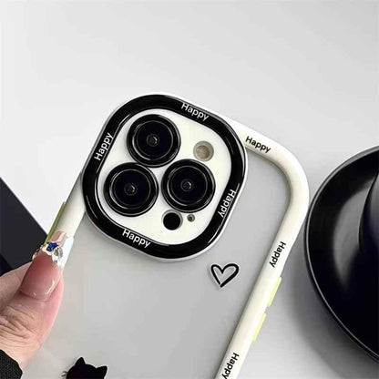 TSP103 Cute Phone Cases For iPhone 15 Pro Max, 14, 13, 12, and 11 - Cats Oval Bumper Transparent Back Cover - Touchy Style