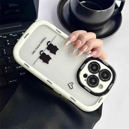 TSP103 Cute Phone Cases For iPhone 15 Pro Max, 14, 13, 12, and 11 - Cats Oval Bumper Transparent Back Cover - Touchy Style