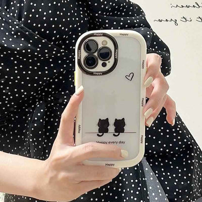 TSP103 Cute Phone Cases For iPhone 15 Pro Max, 14, 13, 12, and 11 - Cats Oval Bumper Transparent Back Cover - Touchy Style