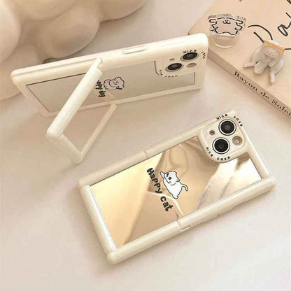 TSP104 Cute Phone Cases For iPhone 11, 12, 13, 14, and 15, Pro Max and 15 Plus - Cartoon Cat Dog Pattern - Invisible Kickstand Holder - Touchy Style