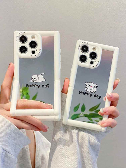 TSP104 Cute Phone Cases For iPhone 11, 12, 13, 14, and 15, Pro Max and 15 Plus - Cartoon Cat Dog Pattern - Invisible Kickstand Holder - Touchy Style