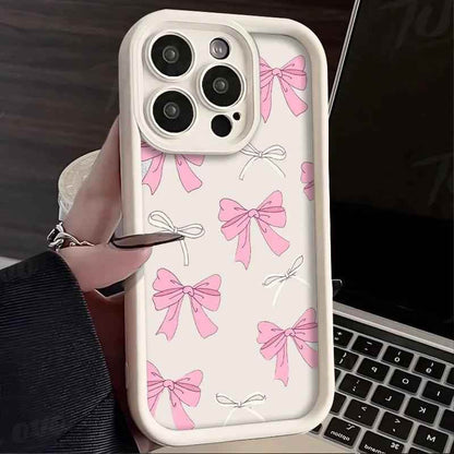 TSP105 Cute Phone Cases For iPhone 14, 13, 12, 11, 15 Pro Max, XS Max, XR, X, 8, 7 Plus, and SE - Pink Bowknot Bumper Cover - Touchy Style