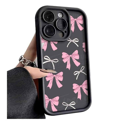 TSP105 Cute Phone Cases For iPhone 14, 13, 12, 11, 15 Pro Max, XS Max, XR, X, 8, 7 Plus, and SE - Pink Bowknot Bumper Cover - Touchy Style