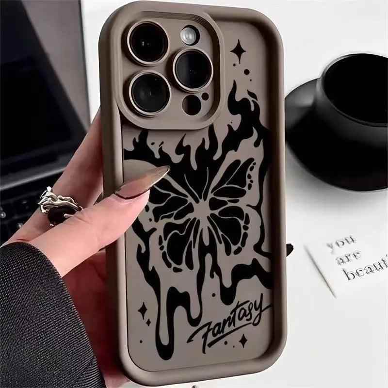 TSP110 Cute Phone Cases For iPhone 15, 14, 13, 12, 11, Pro Max, XS, XR, X, 8, 7 Plus, and SE2 - Shiny Butterfly Cover - Touchy Style