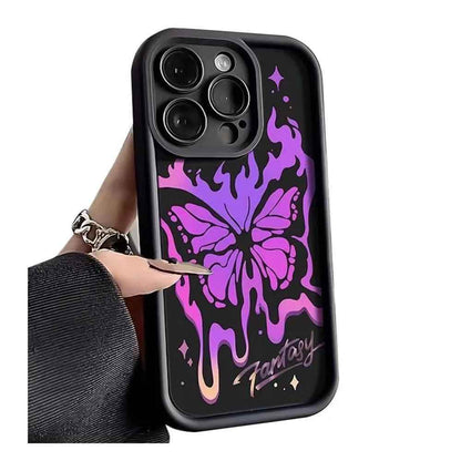TSP110 Cute Phone Cases For iPhone 15, 14, 13, 12, 11, Pro Max, XS, XR, X, 8, 7 Plus, and SE2 - Shiny Butterfly Cover - Touchy Style
