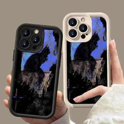 TSP114 Cute Phone Cases Phone For iPhone 15, 14, 13, 12, 11 Pro Max, XS, XR, X, 8, 7 Plus, and SE2 - Cat Shadow Bumper Cover - Touchy Style