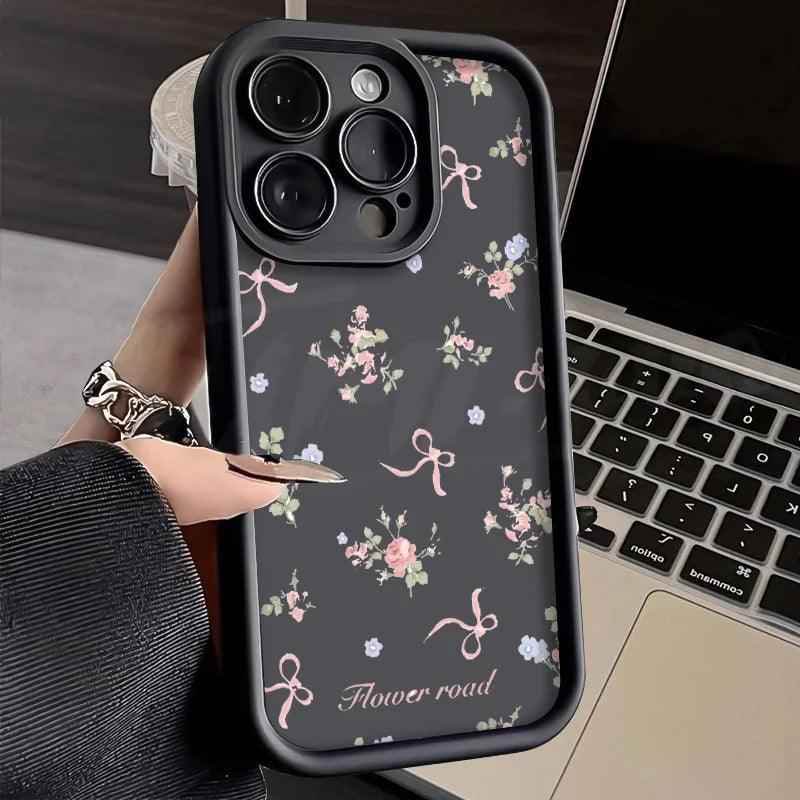 TSP119 Cute Phone Cases For iPhone 15, 14, 13, 12, 11, Pro Max, XS, XR, X, 8, 7 Plus, SE2, 14Pro, and 15Pro - Vintage Flowers Pattern - Touchy Style
