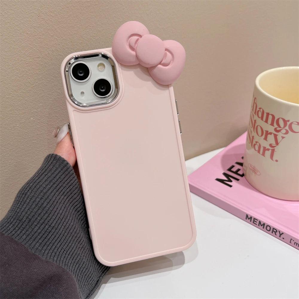 TSP12 Cute Phone Cases for iPhone 14, 15, 13, 12 Pro Max, 11 X, XS, XR, 7, and 8 Plus - 3D Bow Cartoon Cover - Touchy Style