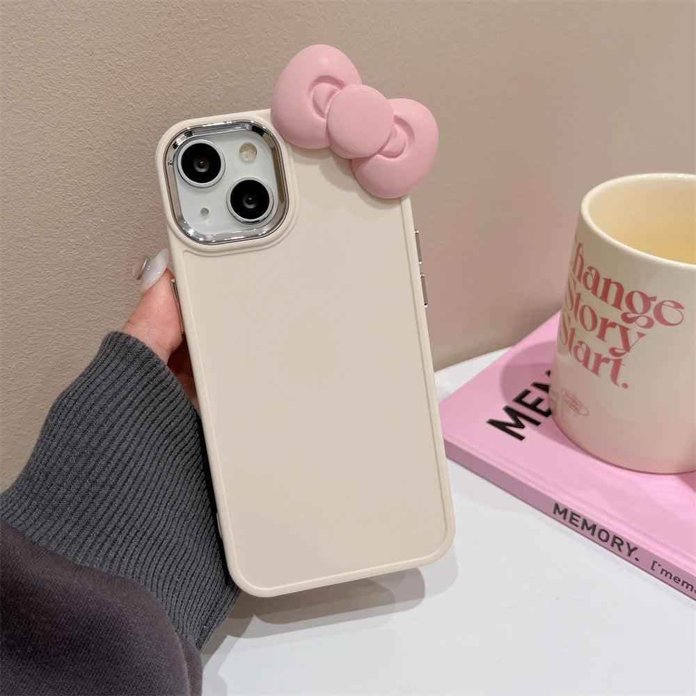 TSP12 Cute Phone Cases for iPhone 14, 15, 13, 12 Pro Max, 11 X, XS, XR, 7, and 8 Plus - 3D Bow Cartoon Cover - Touchy Style