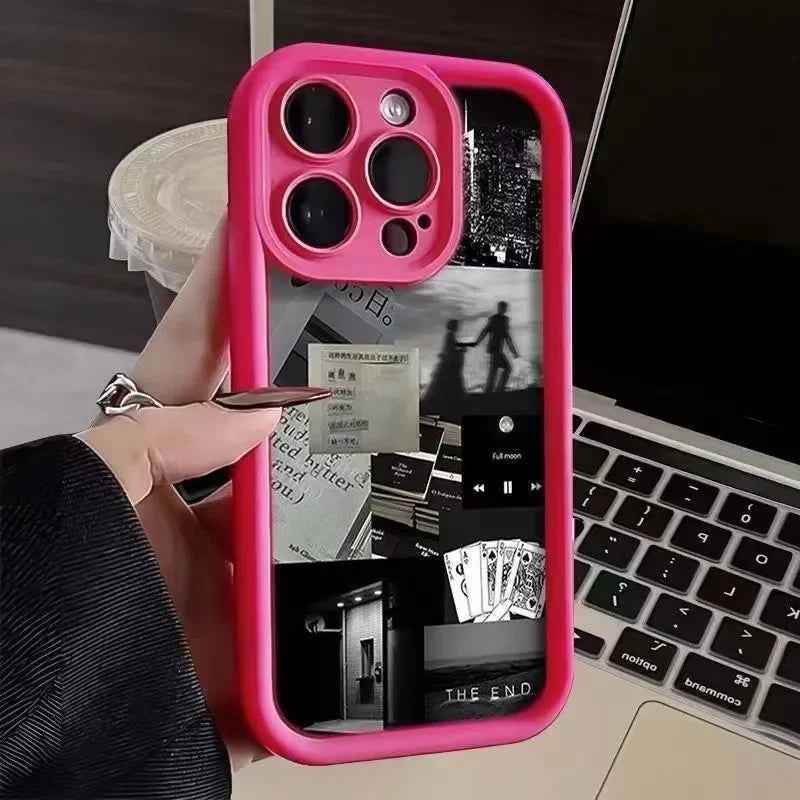 TSP121 Cute Phone Cases For iPhone 16 15 14 13 12 11 Pro Max XS XR X 8 7 Plus SE2 14Pro 15Pro - Daily Life Silhouette Pattern - Touchy Style