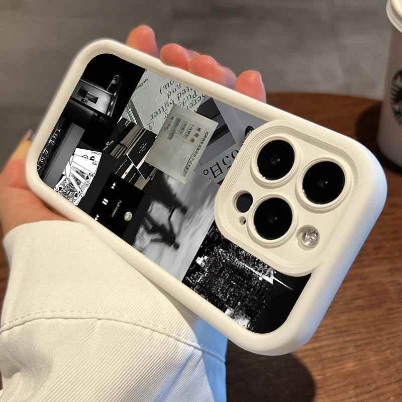 TSP121 Cute Phone Cases For iPhone 16 15 14 13 12 11 Pro Max XS XR X 8 7 Plus SE2 14Pro 15Pro - Daily Life Silhouette Pattern - Touchy Style