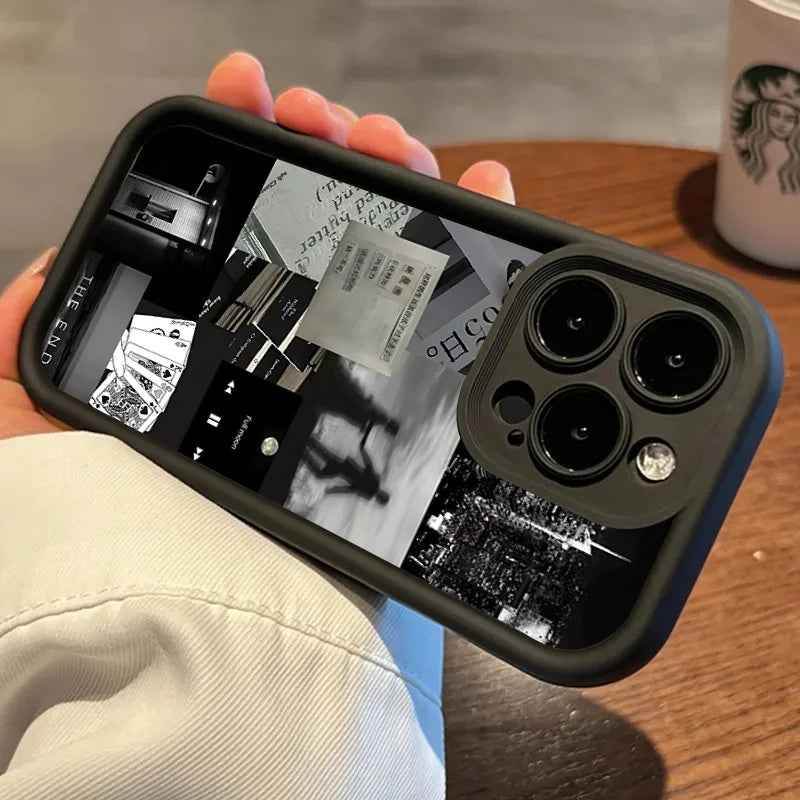 TSP121 Cute Phone Cases For iPhone 16 15 14 13 12 11 Pro Max XS XR X 8 7 Plus SE2 14Pro 15Pro - Daily Life Silhouette Pattern - Touchy Style