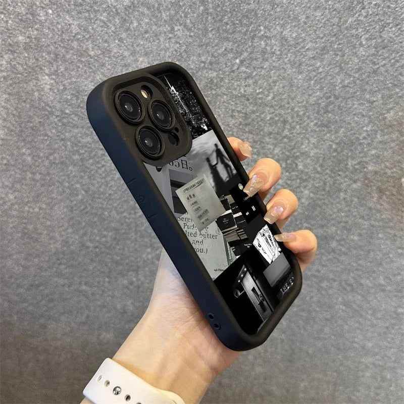 TSP121 Cute Phone Cases For iPhone 16 15 14 13 12 11 Pro Max XS XR X 8 7 Plus SE2 14Pro 15Pro - Daily Life Silhouette Pattern - Touchy Style