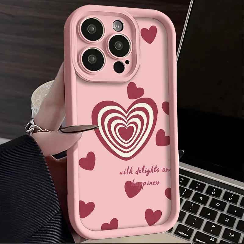 TSP122 Cute Phone Cases For iPhone 15, 14, 13, 12, 11, Pro Max, XS, XR, X, 8, 7 Plus, SE2, 14Pro, and 15Pro - Matte Red Hearts Pattern - Touchy Style