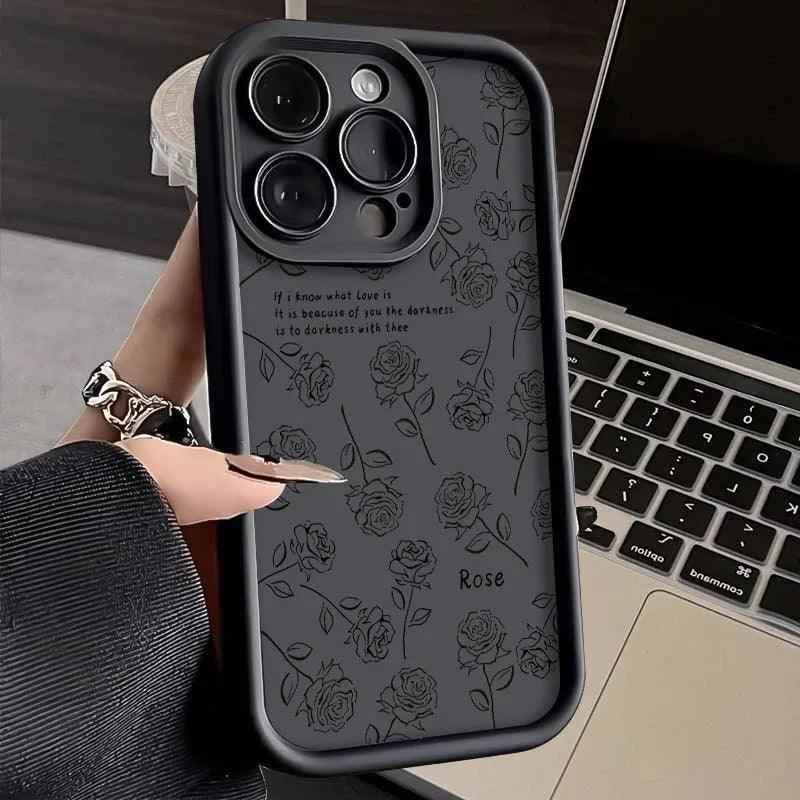 TSP123 Cute Phone Cases For iPhone 13,15, 11, 12, Pro Max, XS, XR, X, 8, 7 Plus, SE2, 14Pro and 15Pro - Rose Soft Cover - Touchy Style