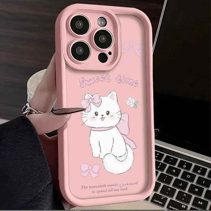 TSP127 Cute Phone Cases For iPhone 14, 13, 12, 11, 15 Pro Max, XS, XR, X, 8, 7 Plus, SE2, 14Pro, and 15Pro - Sweet Cat Pattern - Touchy Style