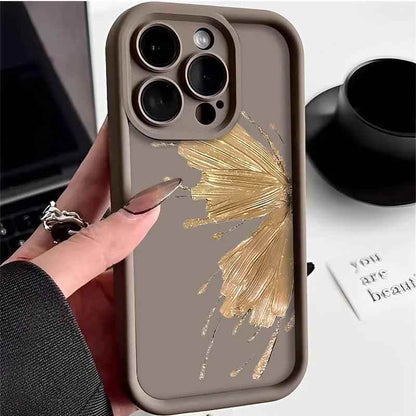 TSP129 Cute Phone Cases For iPhone 14, 13, 12, 11, 15 Pro Max, XS, XR, X, 8, 7 Plus, SE2, 14Pro, and 15Pro - Golden Butterfly Pattern - Touchy Style