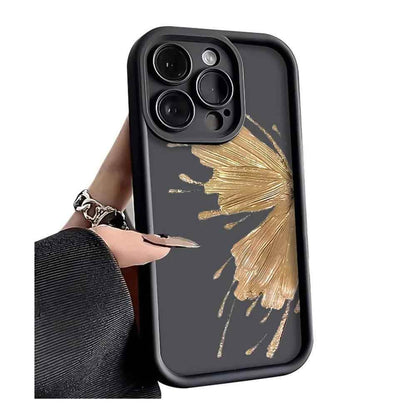 TSP129 Cute Phone Cases For iPhone 14, 13, 12, 11, 15 Pro Max, XS, XR, X, 8, 7 Plus, SE2, 14Pro, and 15Pro - Golden Butterfly Pattern - Touchy Style