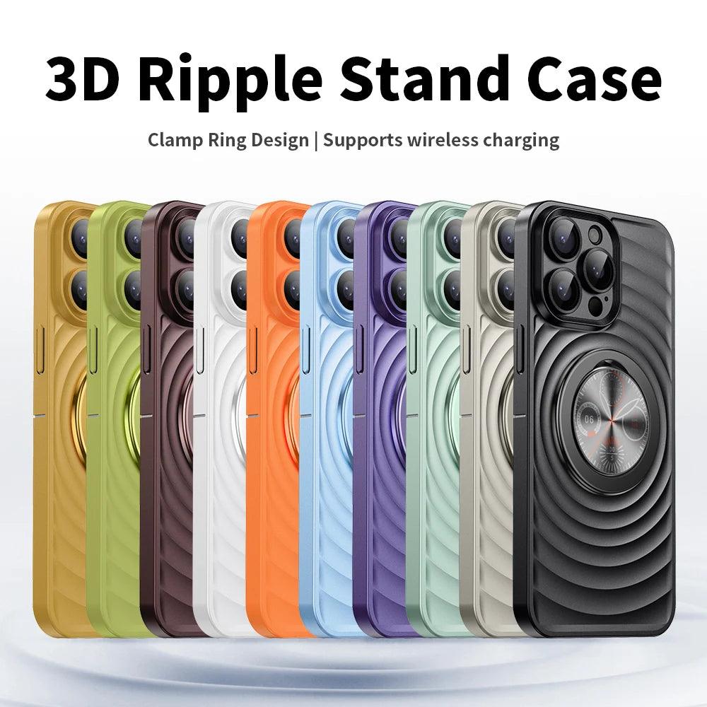 TSP13 Cute Phone Cases for iPhone 15 Pro Max, 14, 13 Pro Max, and 15 Pro - Magnetic Bracket Wave Pattern - Touchy Style