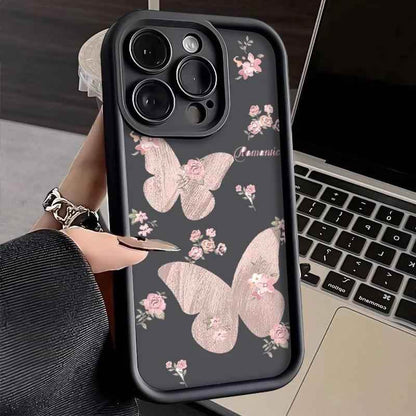 TSP131 Cute Phone Cases For iPhone 14, 13, 12, 11, 15 Pro Max, XS, XR, X, 8, 7 Plus, SE2, 14Pro, and 15Pro - Butterfly Flower Pattern - Touchy Style