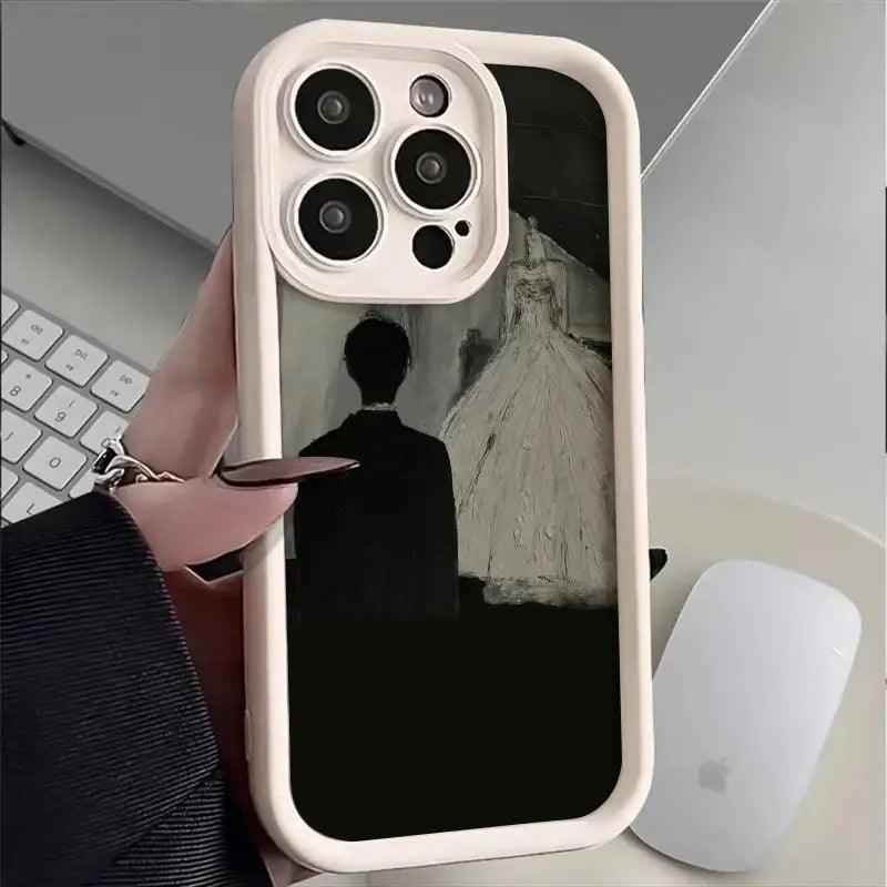 TSP133 Cute Phone Cases For iPhone 15, 14, 13, 12, 11, Pro Max, XS, XR, X, 8, 7 Plus, and SE2 - Couple Wedding Dress Pattern - Touchy Style
