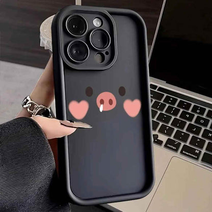 TSP135 Cute Phone Cases For iPhone 14, 13, 12, 11, 15 Pro Max, XS, XR, X, 8, 7 Plus, SE2, 14Pro, and 15Pro - Pig Cartoon Pattern - Touchy Style