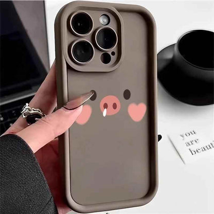 TSP135 Cute Phone Cases For iPhone 14, 13, 12, 11, 15 Pro Max, XS, XR, X, 8, 7 Plus, SE2, 14Pro, and 15Pro - Pig Cartoon Pattern - Touchy Style