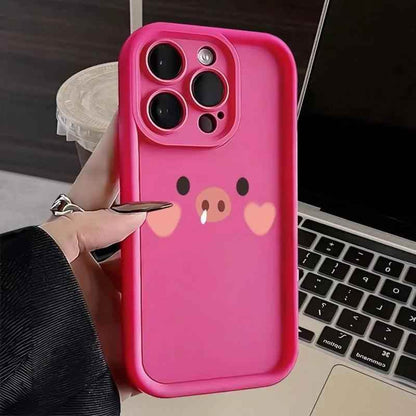 TSP135 Cute Phone Cases For iPhone 14, 13, 12, 11, 15 Pro Max, XS, XR, X, 8, 7 Plus, SE2, 14Pro, and 15Pro - Pig Cartoon Pattern - Touchy Style