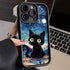TSP139 Cute Phone Cases For iPhone 15, 14, 13, 12, 11, Pro Max, XS, XR, X, 8, 7 Plus, SE2, 14Pro, and 15Pro - Starry Sky With Cat Pattern - Touchy Style