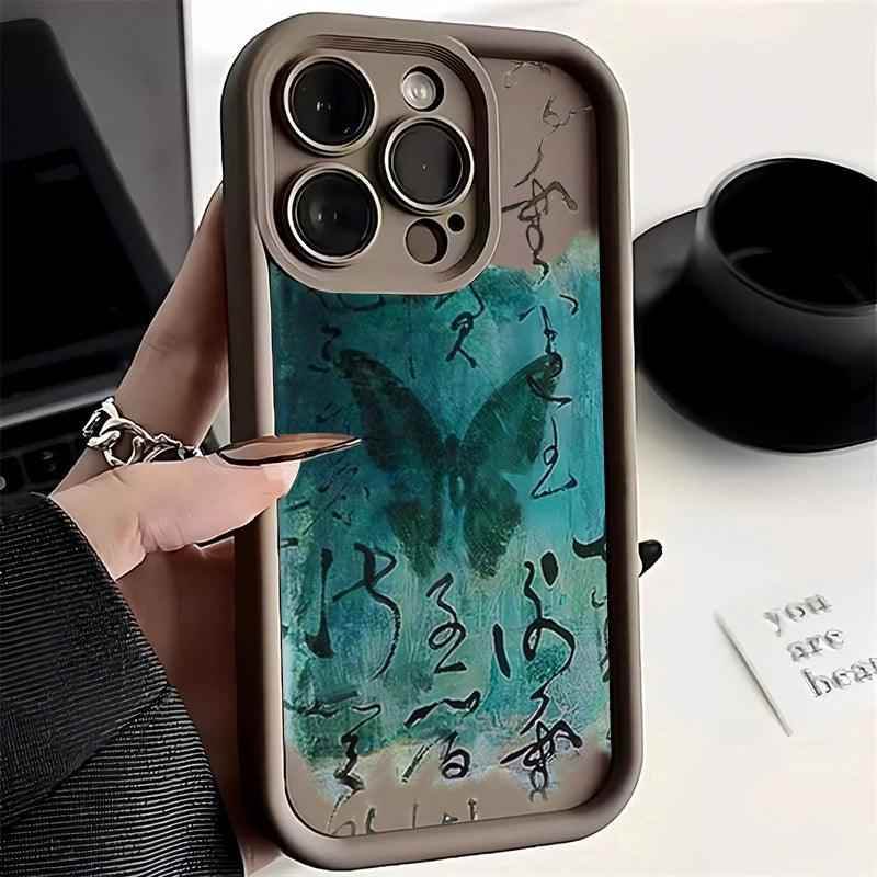 TSP140 Cute Phone Cases For iPhone 14, 13, 12, 11, 15 Pro Max, XS, XR, X, 8, 7 Plus, SE2, 14Pro, and 15Pro - Literary Butterfly Pattern - Touchy Style