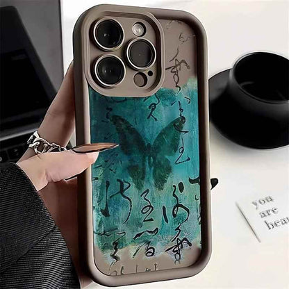 TSP140 Cute Phone Cases For iPhone 14, 13, 12, 11, 15 Pro Max, XS, XR, X, 8, 7 Plus, SE2, 14Pro, and 15Pro - Literary Butterfly Pattern - Touchy Style