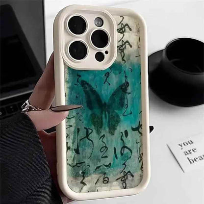 TSP140 Cute Phone Cases For iPhone 14, 13, 12, 11, 15 Pro Max, XS, XR, X, 8, 7 Plus, SE2, 14Pro, and 15Pro - Literary Butterfly Pattern - Touchy Style