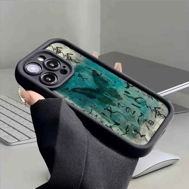 TSP140 Cute Phone Cases For iPhone 14, 13, 12, 11, 15 Pro Max, XS, XR, X, 8, 7 Plus, SE2, 14Pro, and 15Pro - Literary Butterfly Pattern - Touchy Style