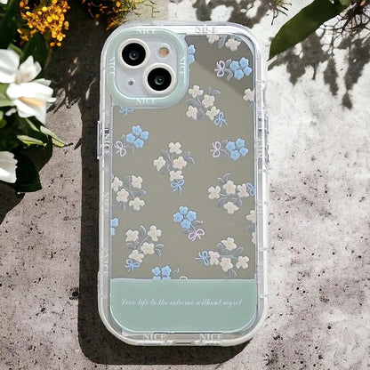 TSP16 Cute Phone Cases for iPhone 11, 12, 13, 14, or 15 Pro Max - Flowers Makeup Mirror Hard Back Cover - Touchy Style
