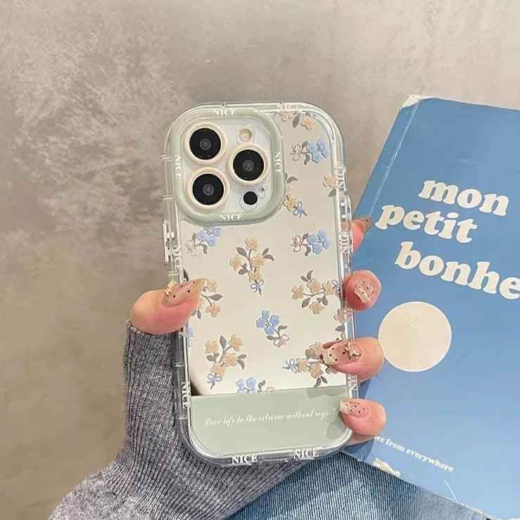 TSP16 Cute Phone Cases for iPhone 11, 12, 13, 14, or 15 Pro Max - Flowers Makeup Mirror Hard Back Cover - Touchy Style