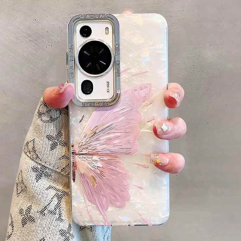 TSP167 Cute Phone Cases for Huawei P70, P60, P50, P40, Mate 60, 50, 40, and 30 Pro Plus - Luxury Laser Flower Shockproof Cover - Touchy Style