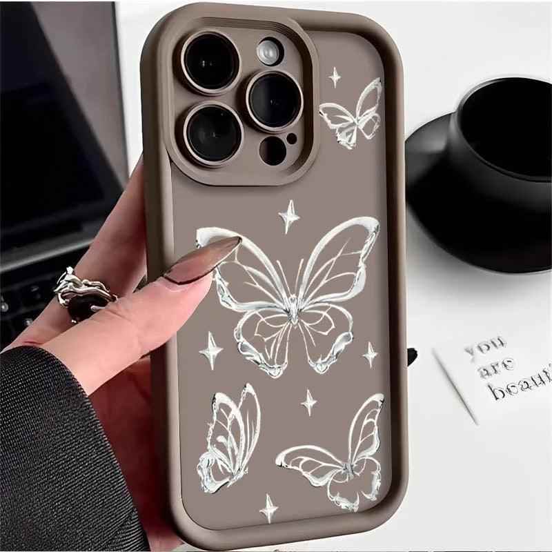 TSP178 Cute Phone Cases For iPhone 14, 13, 12, 11, 15 Pro Max, XS, XR, X, 8, 7 Plus, SE2, 14Pro, and 15Pro - Butterfly Pattern - Touchy Style