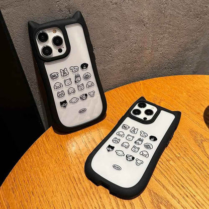 TSP180 Cute Phone Cases for iPhone 11, 12, 13, 14, and 15 Pro Max - Cat Ears and Funny Dogs Pattern - Transparent Cover - Touchy Style