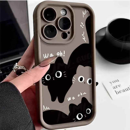 TSP187 Cute Phone Cases For iPhone 14, 13, 12, 11, 15 Pro Max, XS Max, XR, X, 8, 7 Plus, and SE - Fat Cats Pattern - Bumper Cover - Touchy Style
