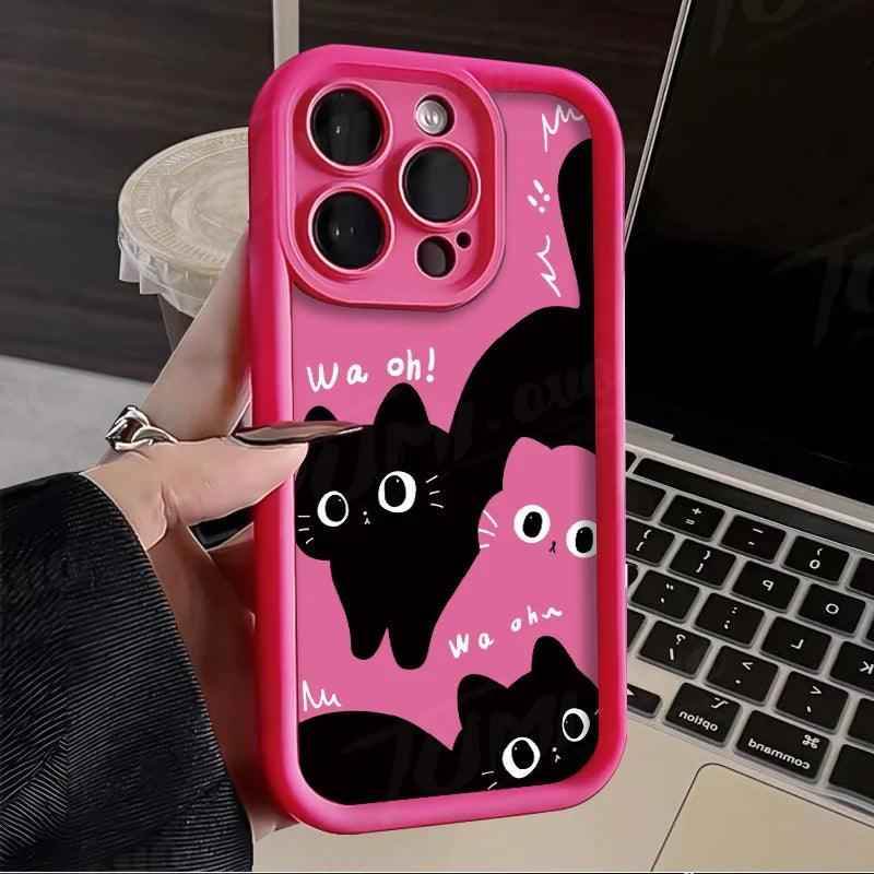 TSP187 Cute Phone Cases For iPhone 14, 13, 12, 11, 15 Pro Max, XS Max, XR, X, 8, 7 Plus, and SE - Fat Cats Pattern - Bumper Cover - Touchy Style
