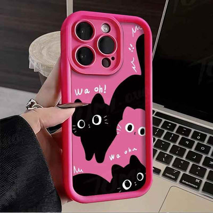 TSP187 Cute Phone Cases For iPhone 14, 13, 12, 11, 15 Pro Max, XS Max, XR, X, 8, 7 Plus, and SE - Fat Cats Pattern - Bumper Cover - Touchy Style