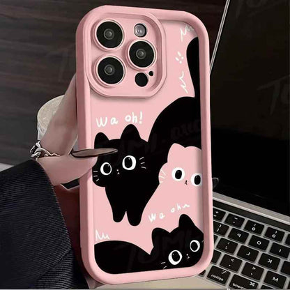 TSP187 Cute Phone Cases For iPhone 14, 13, 12, 11, 15 Pro Max, XS Max, XR, X, 8, 7 Plus, and SE - Fat Cats Pattern - Bumper Cover - Touchy Style