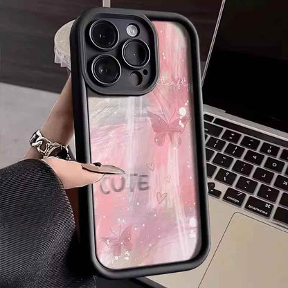 TSP188 Cute Phone Cases for iPhone models 15, 14, 11, 12, 13, Pro Max, Mini, X, XS, XR, 7, 8 Plus, and SE2 - Pink Gradient Butterfly Cover - Touchy Style
