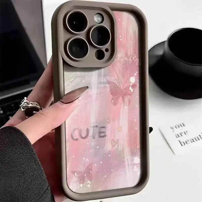 TSP188 Cute Phone Cases for iPhone models 15, 14, 11, 12, 13, Pro Max, Mini, X, XS, XR, 7, 8 Plus, and SE2 - Pink Gradient Butterfly Cover - Touchy Style