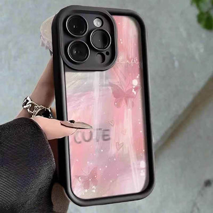 TSP188 Cute Phone Cases for iPhone models 15, 14, 11, 12, 13, Pro Max, Mini, X, XS, XR, 7, 8 Plus, and SE2 - Pink Gradient Butterfly Cover - Touchy Style