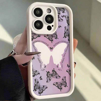 TSP189 Cute Phone Cases for iPhone 14, 13, 12, 11, 15 Pro Max, XS, XR, X, 8, 7 Plus, SE2, 14Pro, and 15Pro - Butterfly Pattern, Soft Cover - Touchy Style