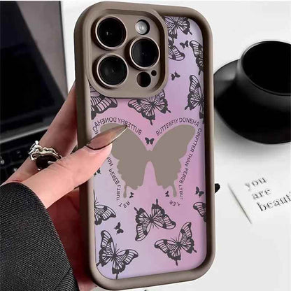 TSP189 Cute Phone Cases for iPhone 14, 13, 12, 11, 15 Pro Max, XS, XR, X, 8, 7 Plus, SE2, 14Pro, and 15Pro - Butterfly Pattern, Soft Cover - Touchy Style