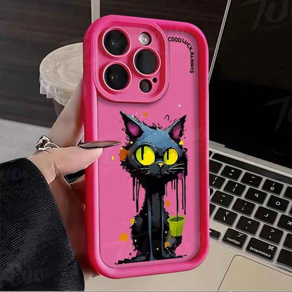 TSP193 Cute Phone Cases For iPhone 15, 14, 13, 12, 11 Pro Max, XS, XR, X, 8, 7 Plus, SE2, 14Pro, and 15Pro - Funny Cat Pattern - Touchy Style